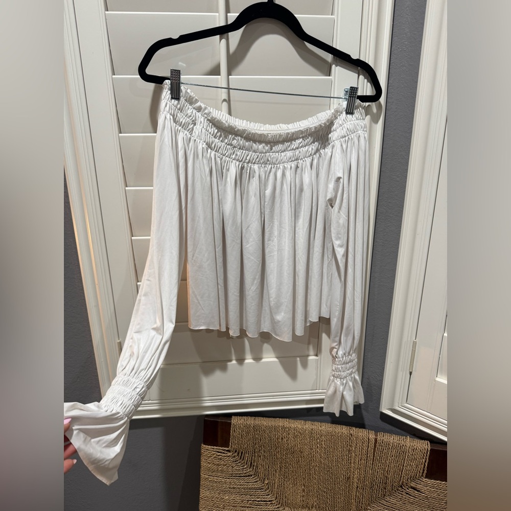 Norma Kamali Snow White Off-the-Shoulder Smocked Blouse